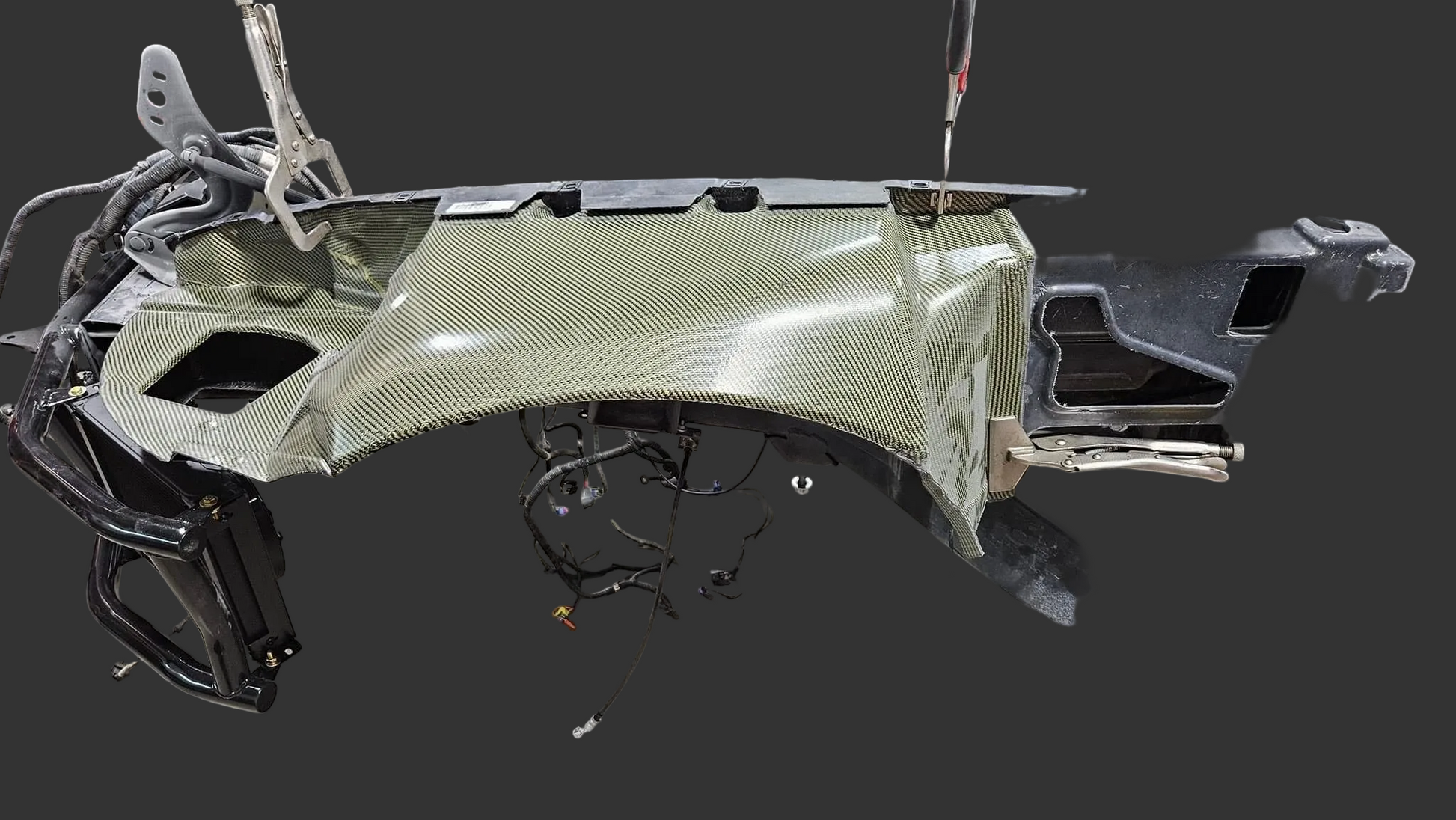 Carbon fiber car body panel on a transparent background